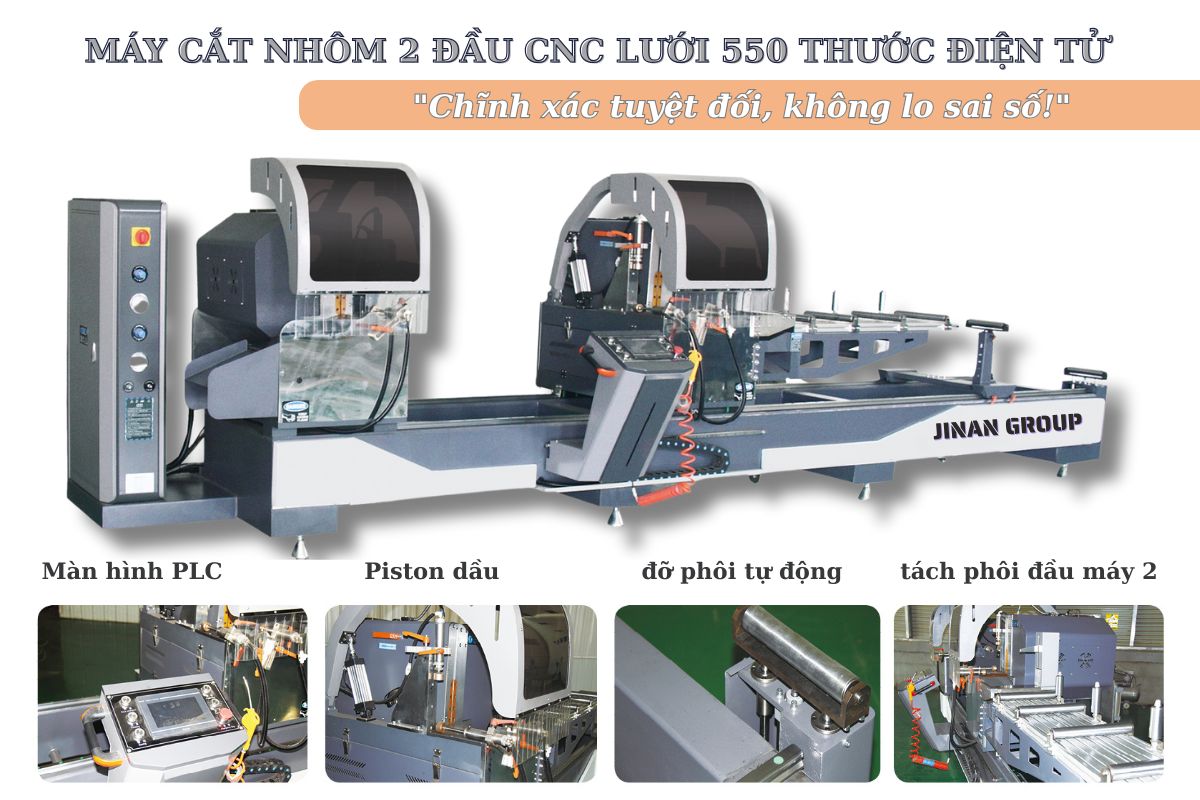 máy cắt nhôm 2 đầu 550 thước điện tử